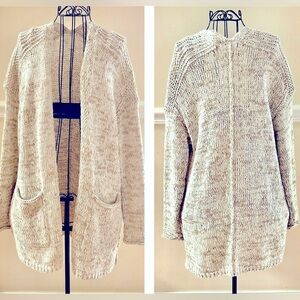 Caslon Beige Knit Open Cardigan Cozy Sweater